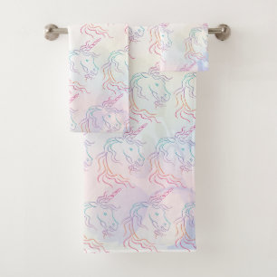 Rainbow Tribal Unicorn Pattern Bath Towel Set