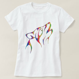 Rainbow Tribal Wolf Head T-Shirt