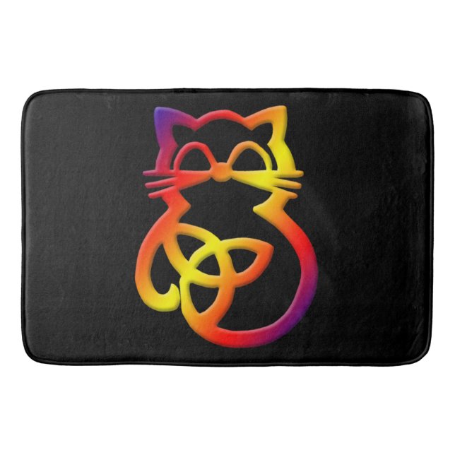 Rainbow Trinity Knot Celtic Cat Bath Mat (Front)