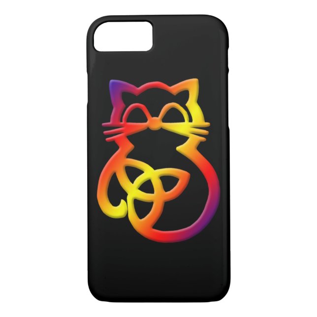 Rainbow Trinity Knot Celtic Cat iPhone 8/7 Case (Back)