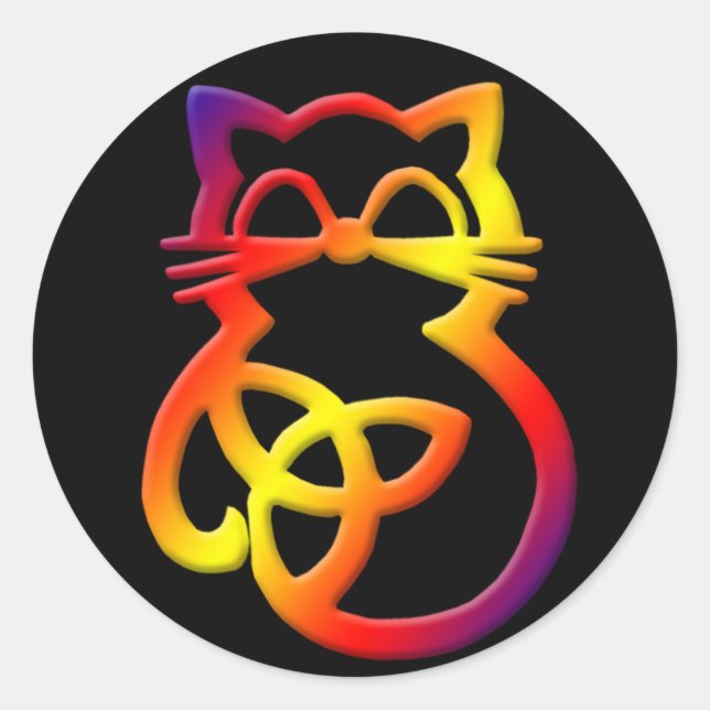 Rainbow Trinity Knot Celtic Cat Stickers (Front)