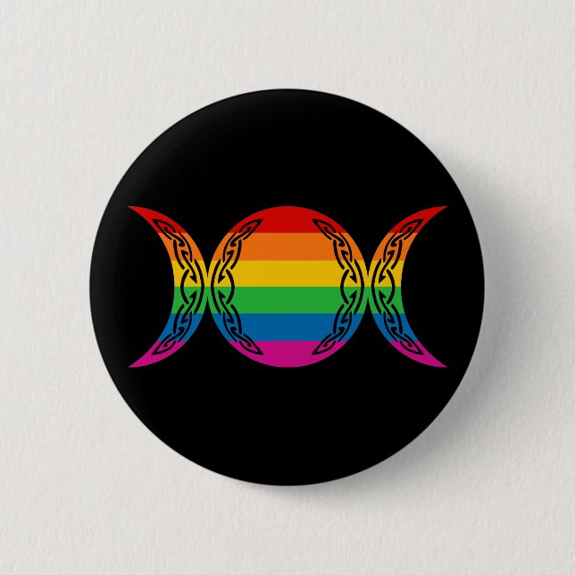 Rainbow Triple Goddess Symbol 6 Cm Round Badge (Front)