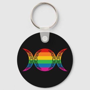 Rainbow Triple Goddess Symbol Key Ring