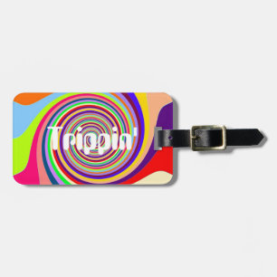 Rainbow Trippin' psychedelic pop art candy swirl Luggage Tag