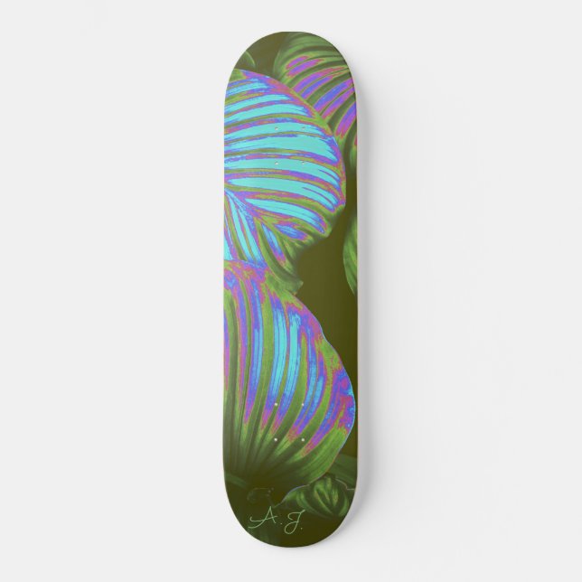 Rainbow Tropical Leaves Skateboard (Front)