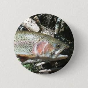 Rainbow trout 6 cm round badge