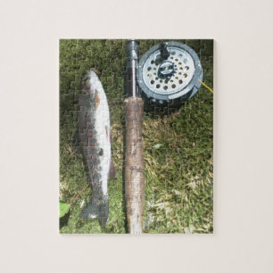 rainbow trout and fly fishing reel jigsaw puzzle