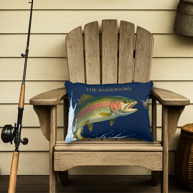 Rainbow Trout Art – Custom Lake House Decor Decorative Cushion (Creator Uploaded)