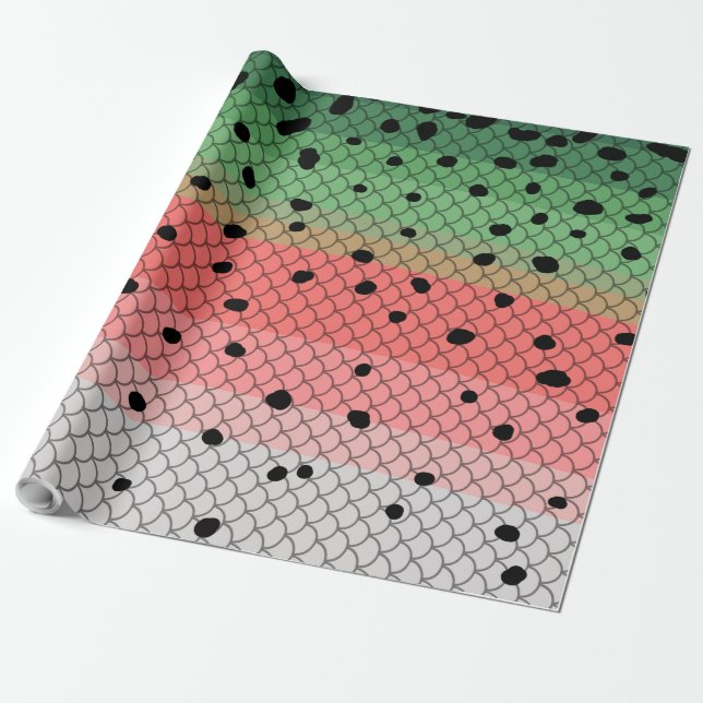 Rainbow Trout Art Fishing Decor Wrapping Paper (Unrolled)