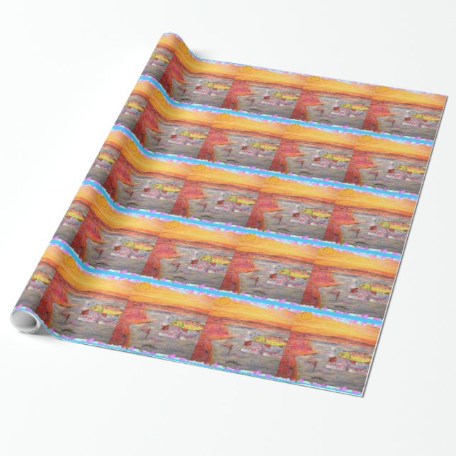 rainbow trout art wrapping paper (Unrolled)