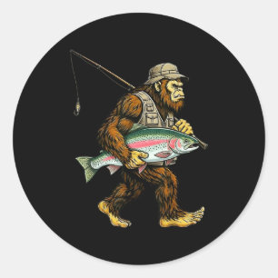 Rainbow Trout Bigfoot Fisherman River Fishing Sasq Classic Round Sticker