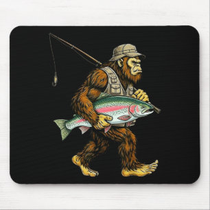 Rainbow Trout Bigfoot Fisherman River Fishing Sasq Mouse Mat