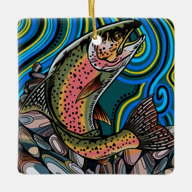 Rainbow Trout Ceramic Ornament (Front)