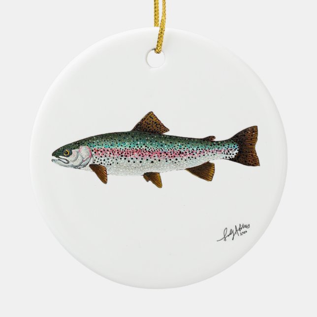 Rainbow Trout Ceramic Tree Decoration (Front)