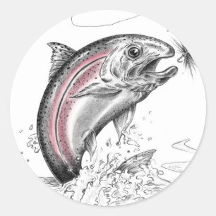 rainbow trout classic round sticker