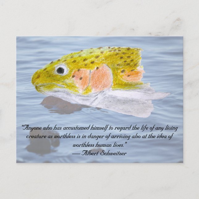 Rainbow Trout Coloured Pencil and Quote Postcard (Front)
