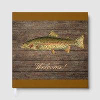 Rainbow Trout Dark Wood "Welcome!" Guest Book