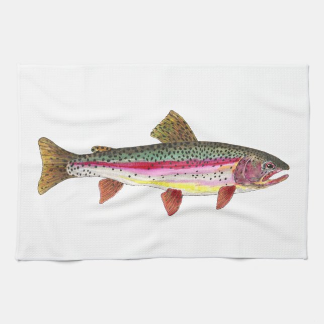 Rainbow Trout Fish Fishing Fly Fisherman Angler Tea Towel (Horizontal)