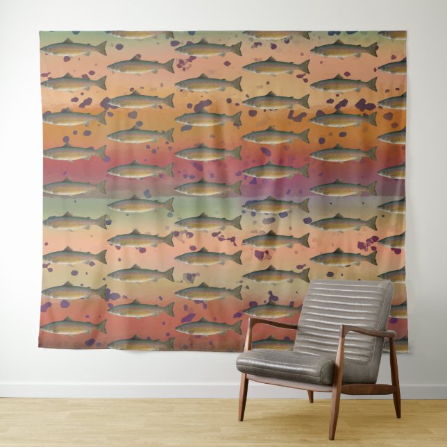 Rainbow Trout Fish Pattern for Fly Fishermen Tapestry (In Situ (Horizontal))