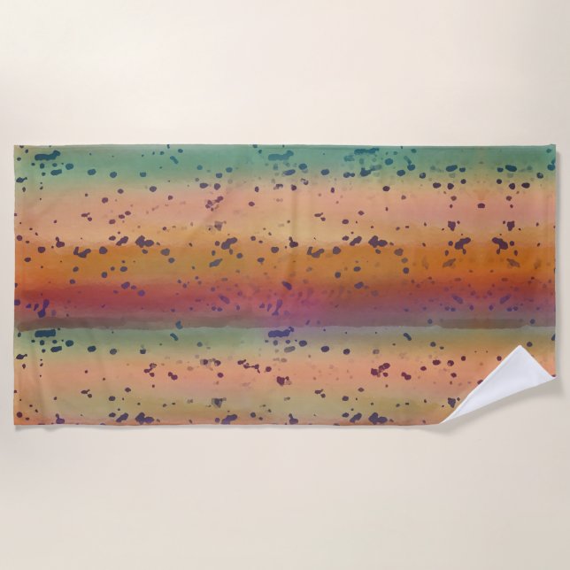 Rainbow Trout Fish Skin Fun Speckled Pattern  Beach Towel (Front)