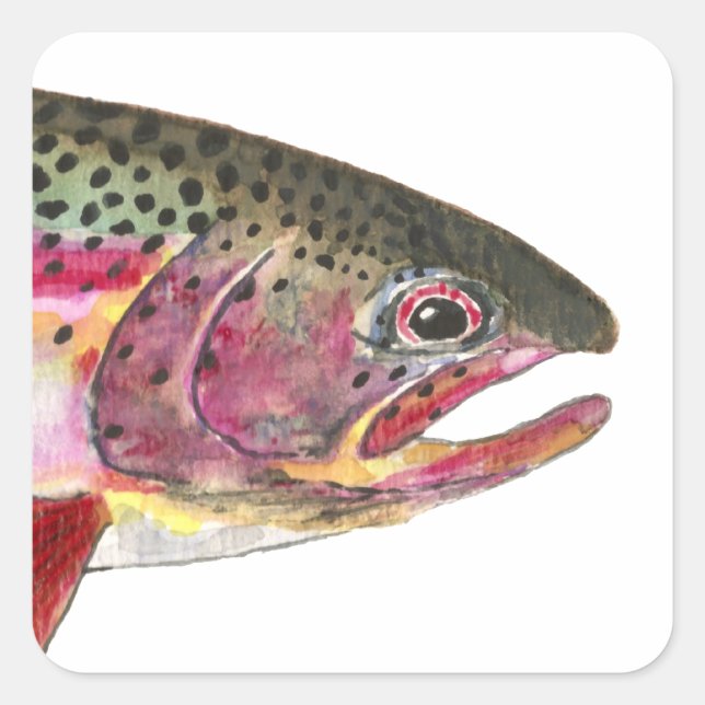 Rainbow Trout Fish Square Sticker (Front)