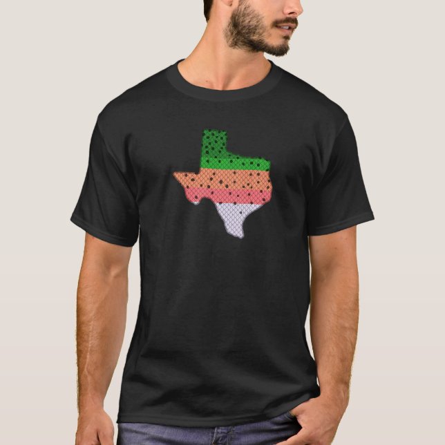 Rainbow Trout Fish Texas State Map Fly Fishing T-Shirt (Front)
