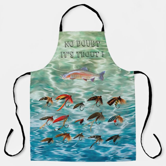 Rainbow Trout Fish & Vintage Trout Flies Apron (Front)