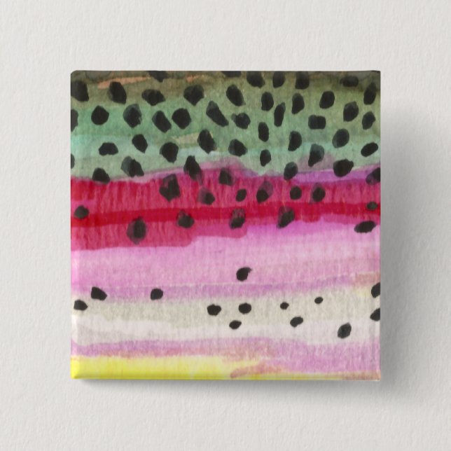 Rainbow Trout Fishing 15 Cm Square Badge (Front)