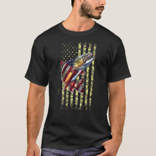 Rainbow Trout Fishing American Camo Usa Flag For F T-Shirt