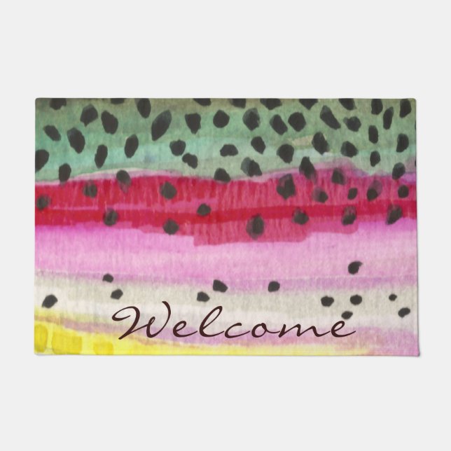 Rainbow Trout Fishing Beautiful Unique Welcome Doormat (Front)