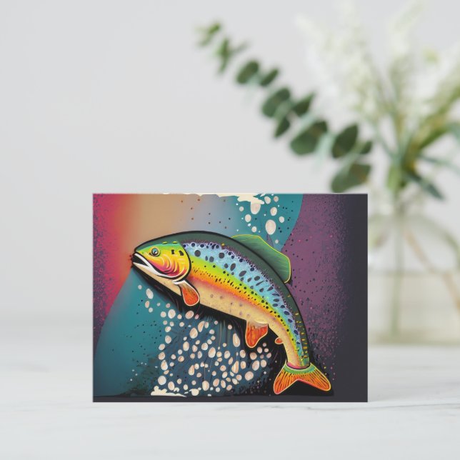 Rainbow Trout Fishing Customisable Nature Lover’s Postcard (Standing Front)