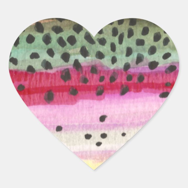 Rainbow Trout Fishing Heart Sticker (Front)