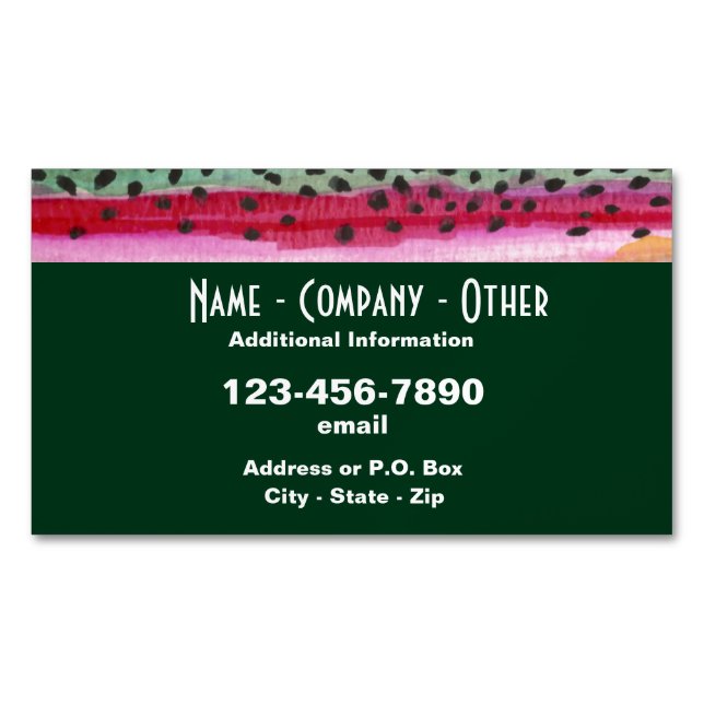 Rainbow Trout Fishing Magnetic Business Card (Front)