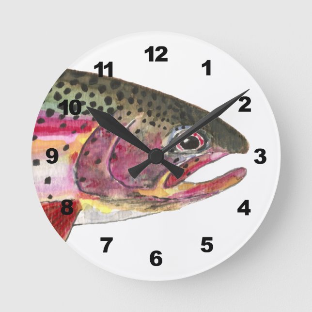 Rainbow Trout Fishing Round Clock (Front)