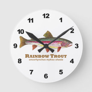 Rainbow Trout Fishing Round Clock
