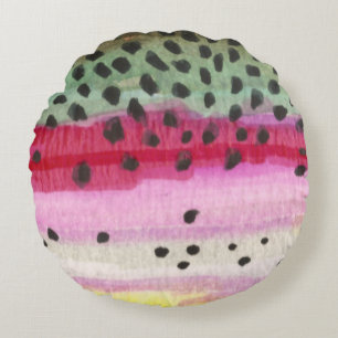 Rainbow Trout Fishing Round Cushion