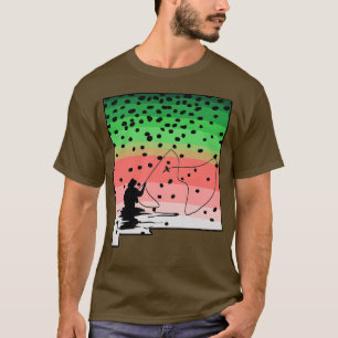 Rainbow Trout Fly Fish New Mexico State Map Fly Fi T-Shirt