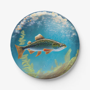 Rainbow Trout Fly Fish Paper Plate