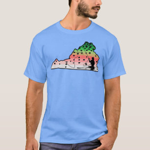Rainbow Trout Fly Fish Virginia State Map Fly Fish T-Shirt