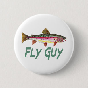 Rainbow Trout Fly FIshing 6 Cm Round Badge