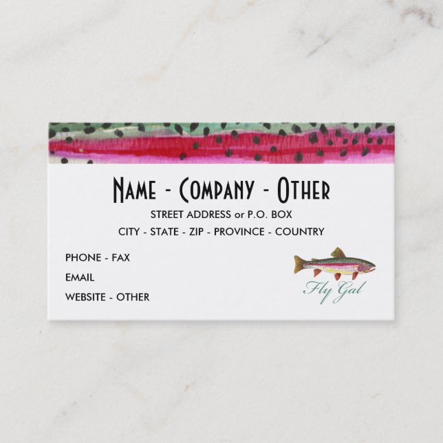 Rainbow Trout Fly Fishing Business Card (Front)