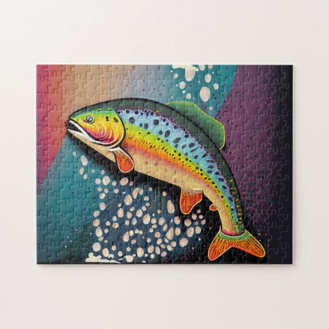 Rainbow Trout Fly Fishing Customisable Jigsaw Puzzle (Horizontal)