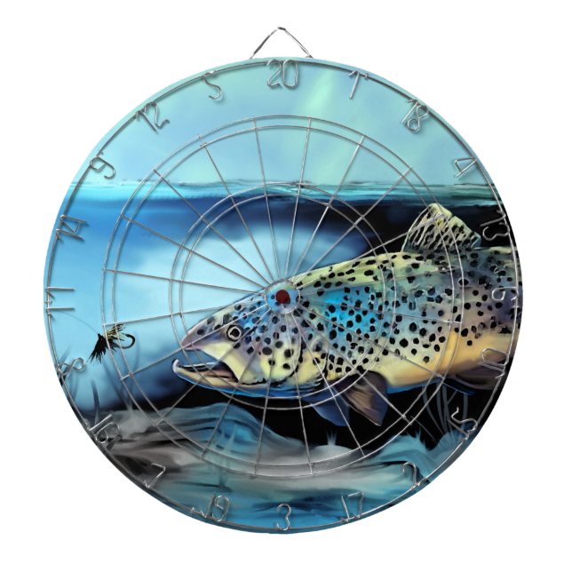 Rainbow Trout Fly Fishing Dartboard (Front)