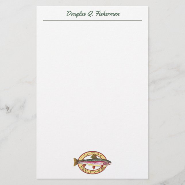 Rainbow Trout Fly Fishing FLY GUY Custom Stationery (Front)