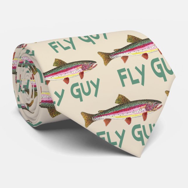 Rainbow Trout Fly FIshing Humourous FLY GUY Tie (Rolled)