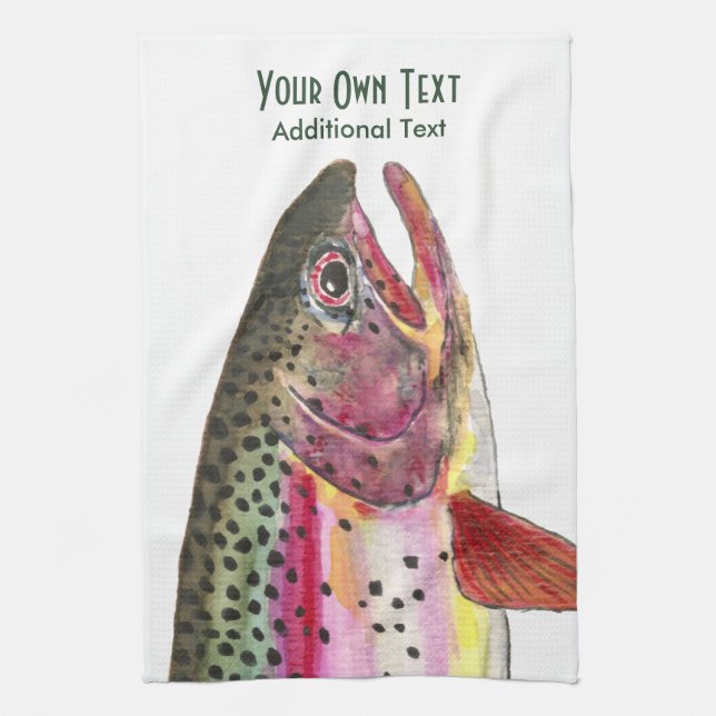 Rainbow Trout Fly Fishing, Ichthyology Tea Towel (Vertical)