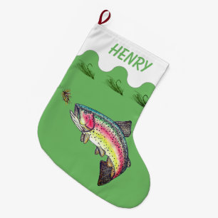 Rainbow Trout Fly Fishing Large Christmas Stocking
