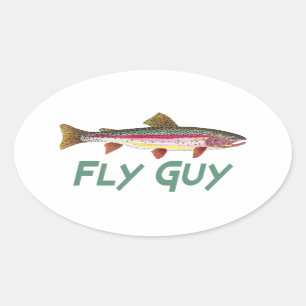 Rainbow Trout Fly FIshing Oval Sticker