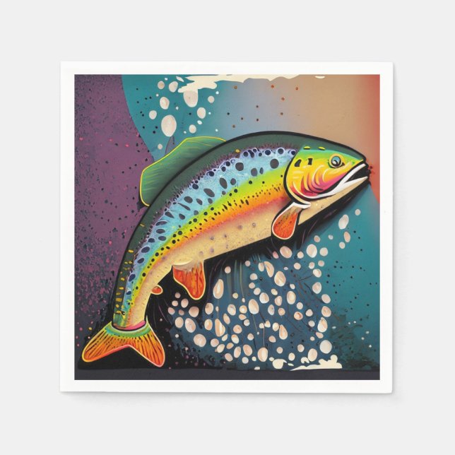 Rainbow Trout Fly Fishing Paper Napkins (Front)