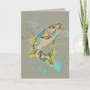 Rainbow Trout Folded Blank Card